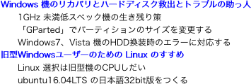 Windows 機のリカバリとハードディスク救出とトラブルの助っ人